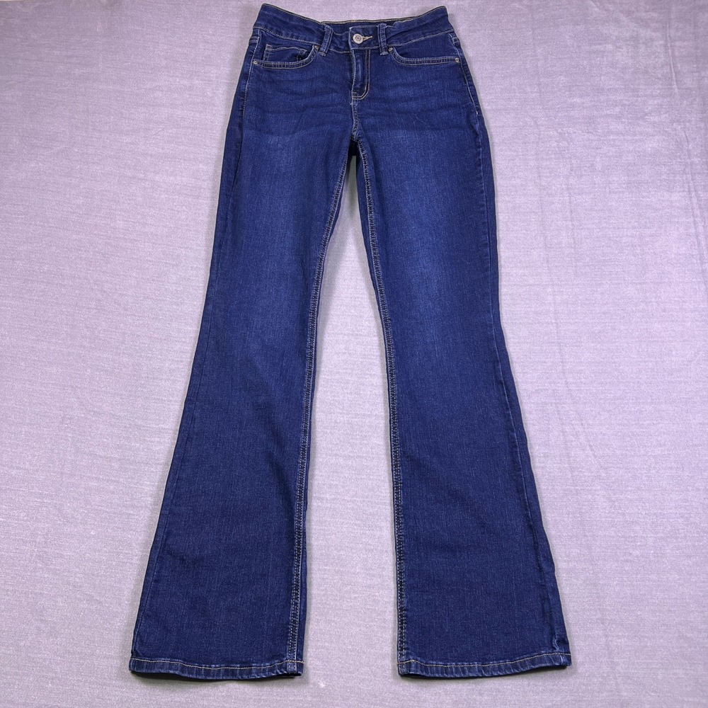 YMI Jeans Flare Stretch Mid Rise Denim Jeans Womens 3/26‎ Blue Cotton Blend